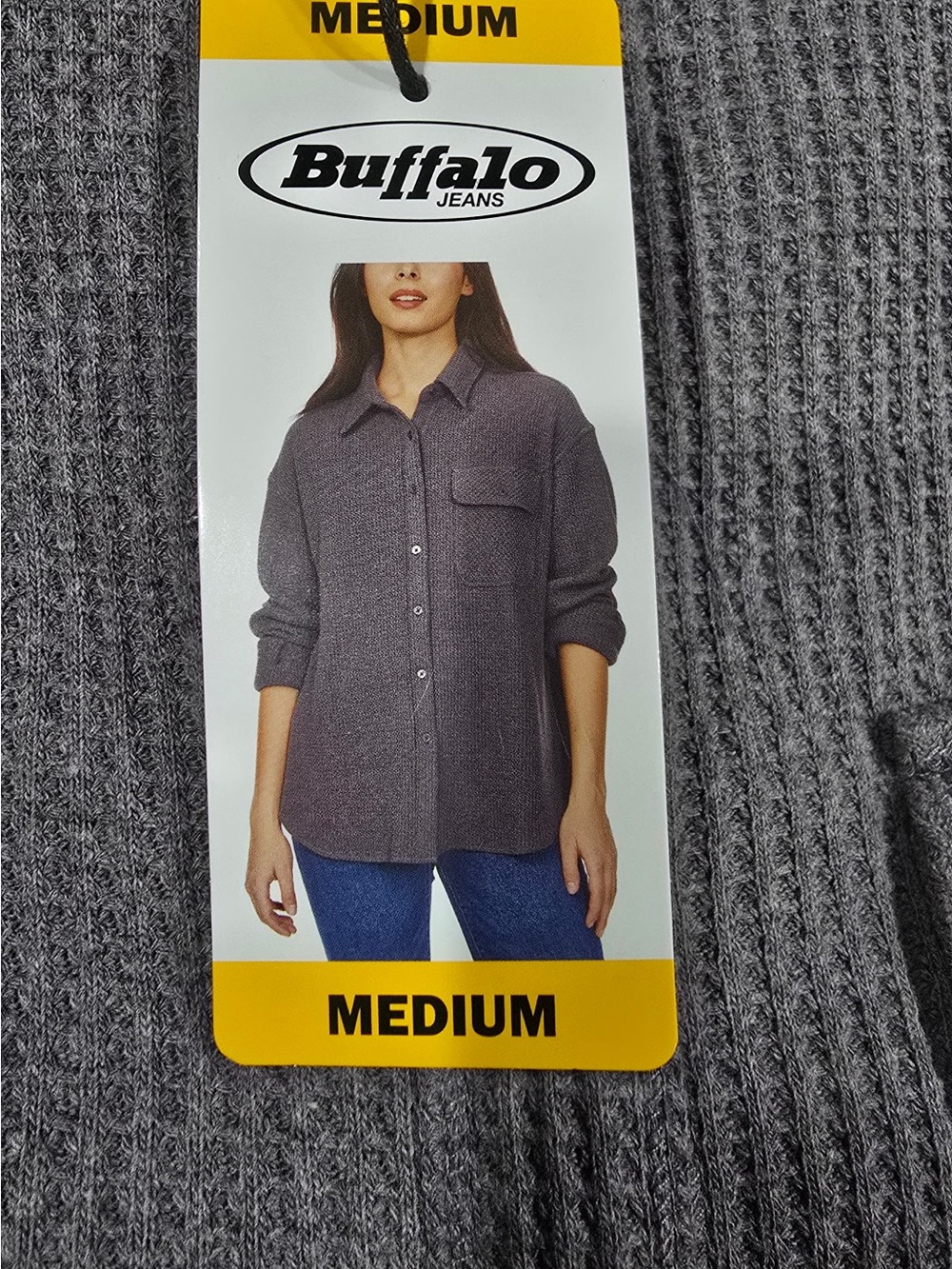 Women's Gray Button-Front Knit Sweater Shirt - Medium